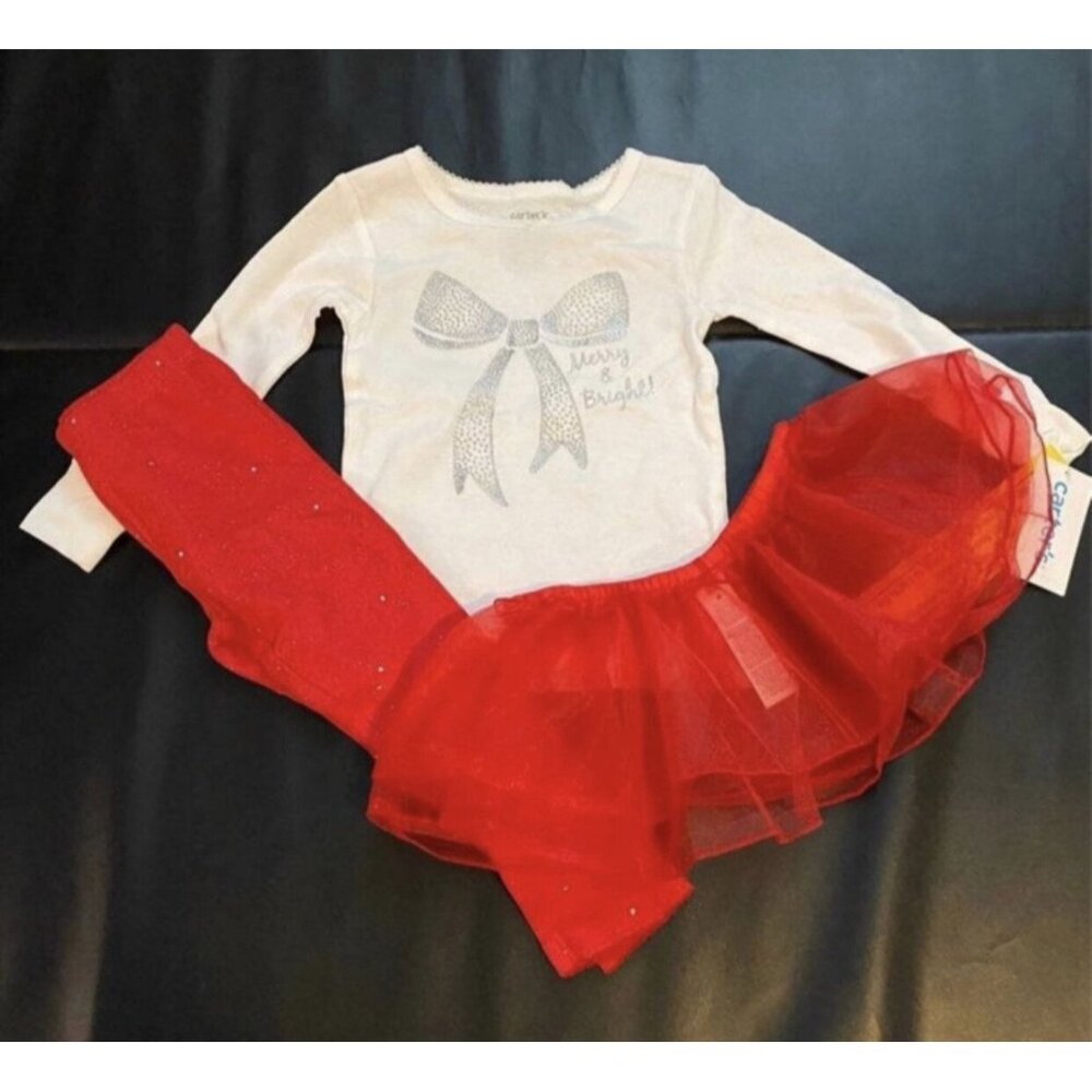 NWT Carter's Glitter Christmas Tutu Pajama Bundle Baby Girls Size 18M